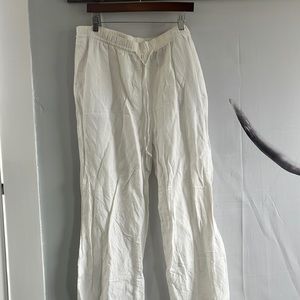 White Wide Leg Linen Pants
